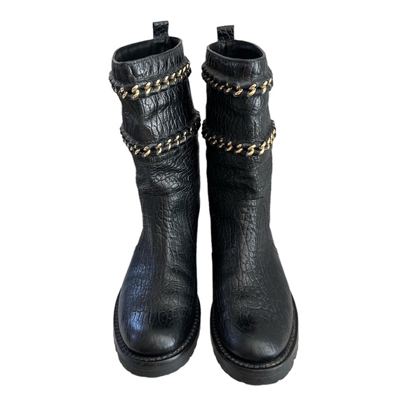 Tory Burch Women's Connell Mid-Calf Boots Size 6 Black/Chain - Picture 6 of 10